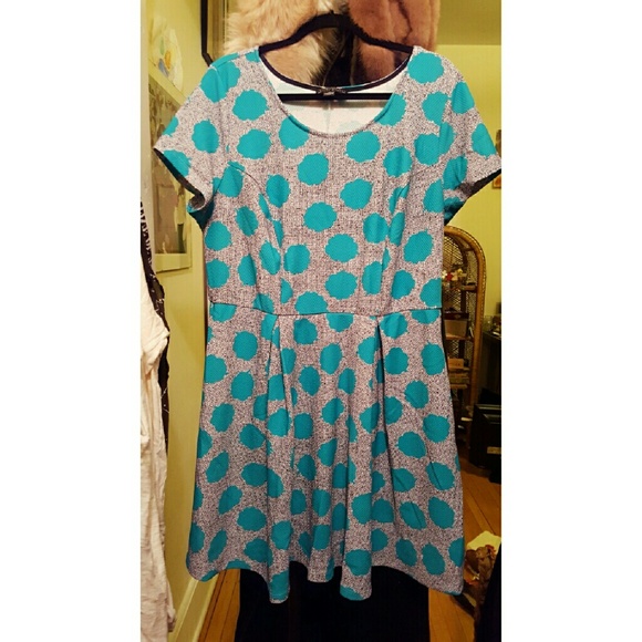 Gray and Teal Abstract Cloud Print Minidress