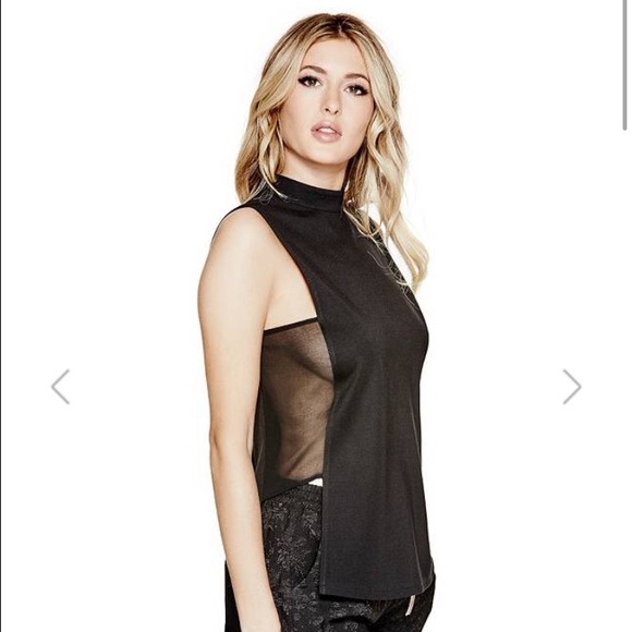 ✨NWT✨sleeveless high neck sheer side tunic top