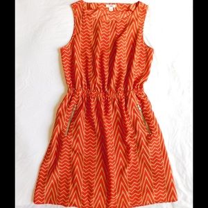 Orange/tan dress w/ zipper pockets