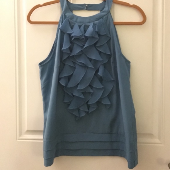 KENAR Blue Ruffled Sleeveless Top