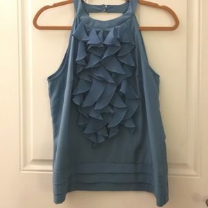 KENAR Blue Ruffled Sleeveless Top