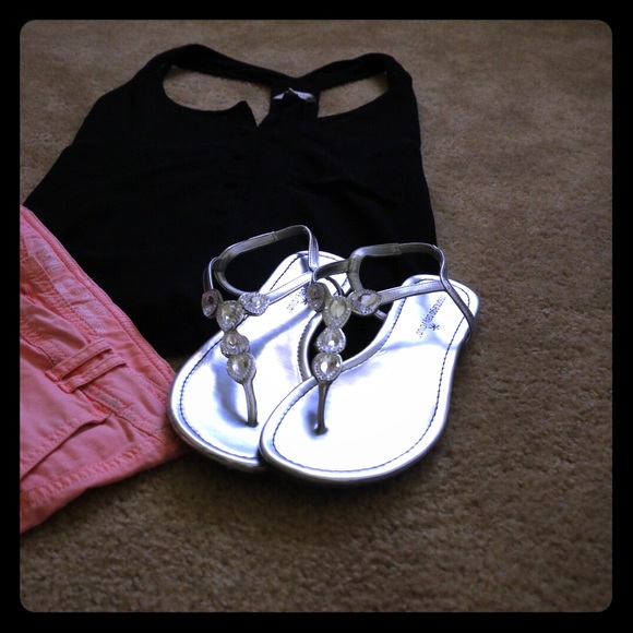 Jeweled Silver Sandals