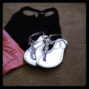 Jeweled Silver Sandals