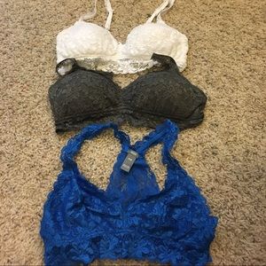 3 lace bralettes