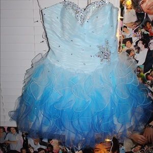 NEED GONE!! Blue Ombre Sparkle Homecoming Dress