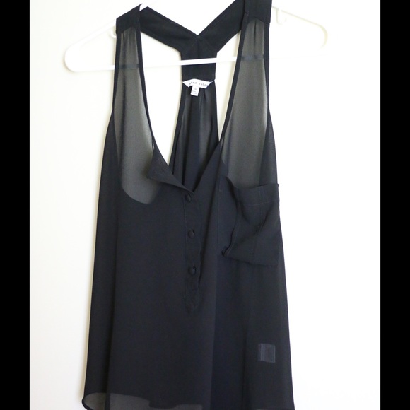 *SOLD* Flowy Sheer Razorback Tank w/ Buttons - Picture 3 of 3