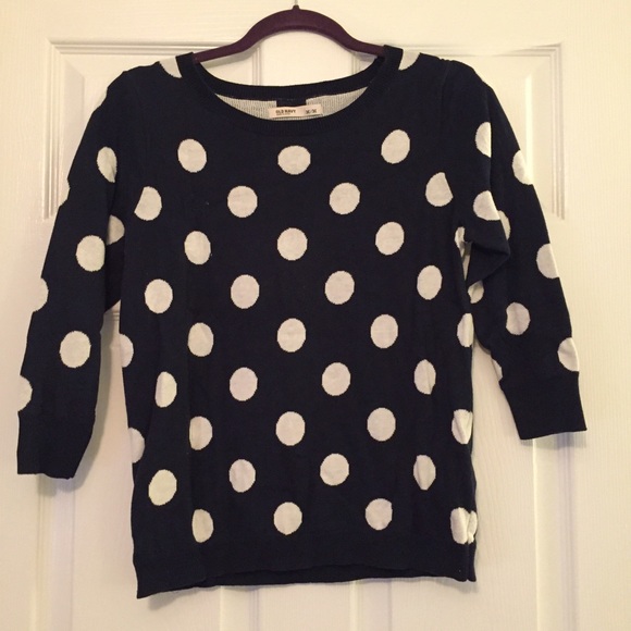 NWOT Old Navy 3/4 navy and white polka dot sweater