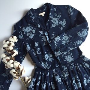 GAP Cotton Blue Floral Shirtdress