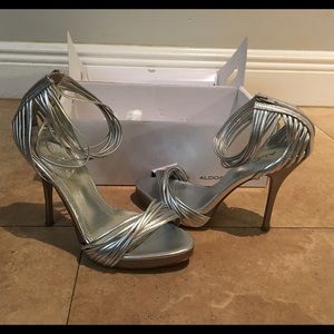 Silver Aldo Strappy Stilletos.