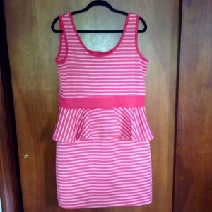 Burlington Pink and White Striped Peplum Dress