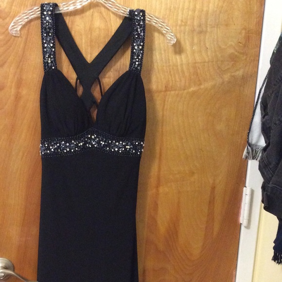 Black beaded prom dress