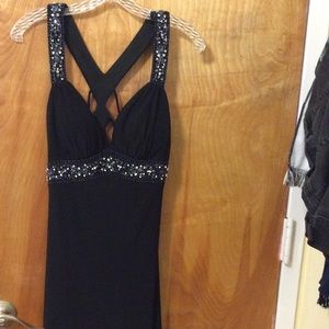 Black beaded prom dress