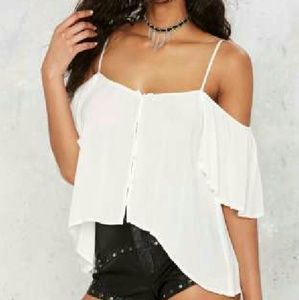 NEW Nasty Gal Off the Shoulder White Crop Top