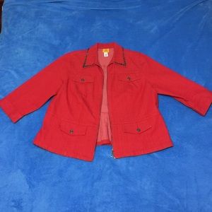 Red denim jacket fun for fall!