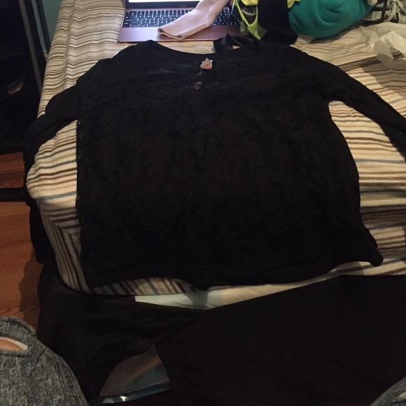 Black lace long sleeve shirt