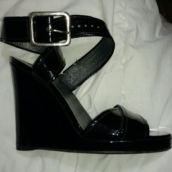 Stuart Weitzman Black Patent Leather Wedges