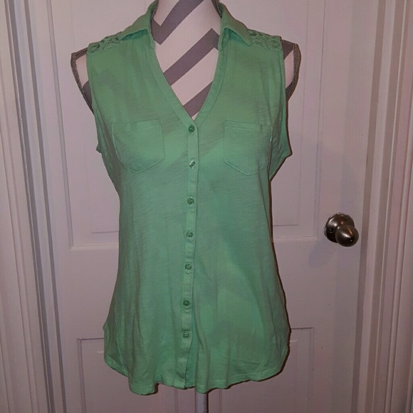 Mint Green Sleeveless Top Blouse