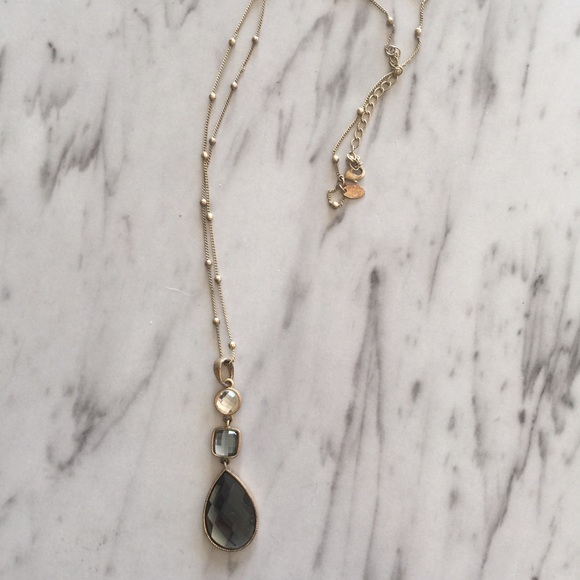 Lia Sophia Long Black Pendant Necklace