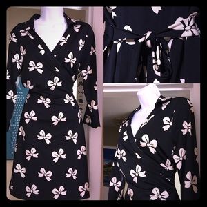 Bow Print Wrap Dress