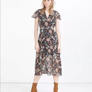 Zara Midi dress size S, Floral printed, cap sleeve