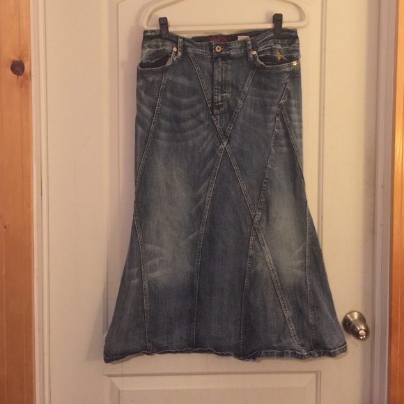 Baby Phat Distressed Denim Skirt Juniors size 14