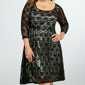 Torrid Metallic Illusion Lace Skater Dress