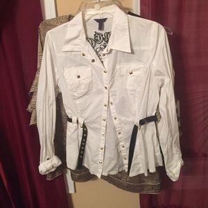 White Apple Bottoms Button Up