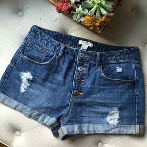 Cuffed Jean Shorts