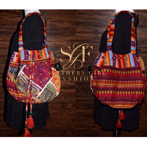 BOHEMIAN BAG Patchwork Book Tote Large Carryall - Picture 3 of 5