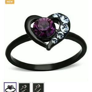 Black & purple Heart Ring size 7