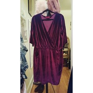 Burgundy Velvet Wrap Dress
