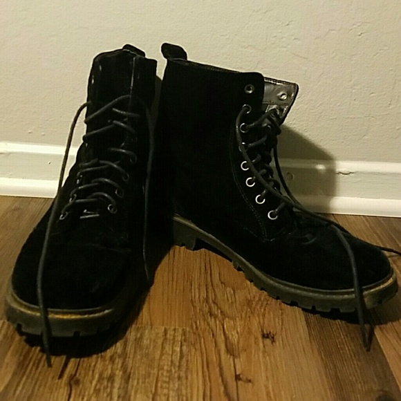 Black Velvet Combat Boots (Doc Martins look alike)