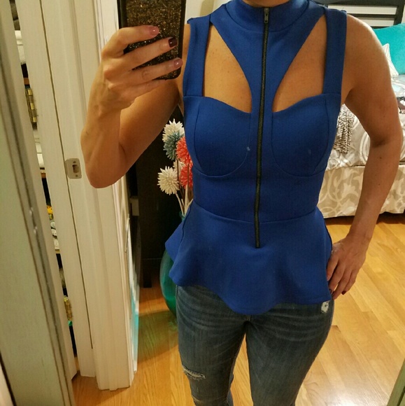 2b bebel cobalt blue peplum top