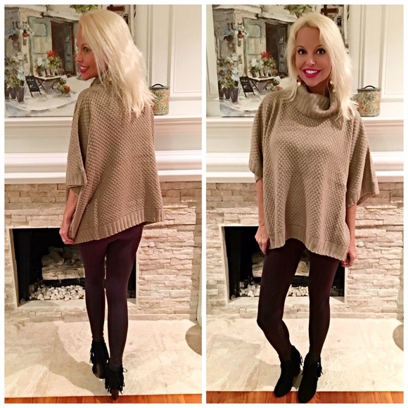 Beautiful textured camel cowl neck sweater! - Picture 2 of 2