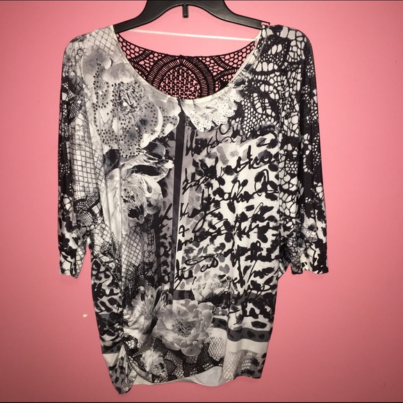 Black and white blouse