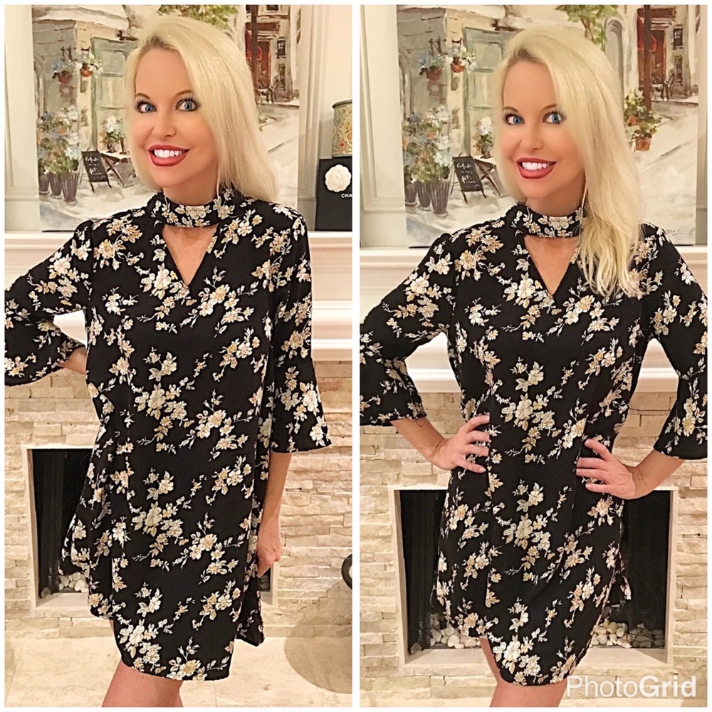 Beautiful black floral print hi lo dress! LAST ONE - Picture 2 of 3