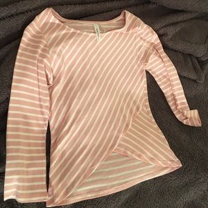 Size small, pink top.