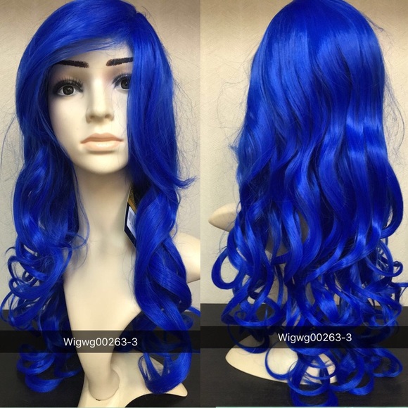 Blue synthetic wig