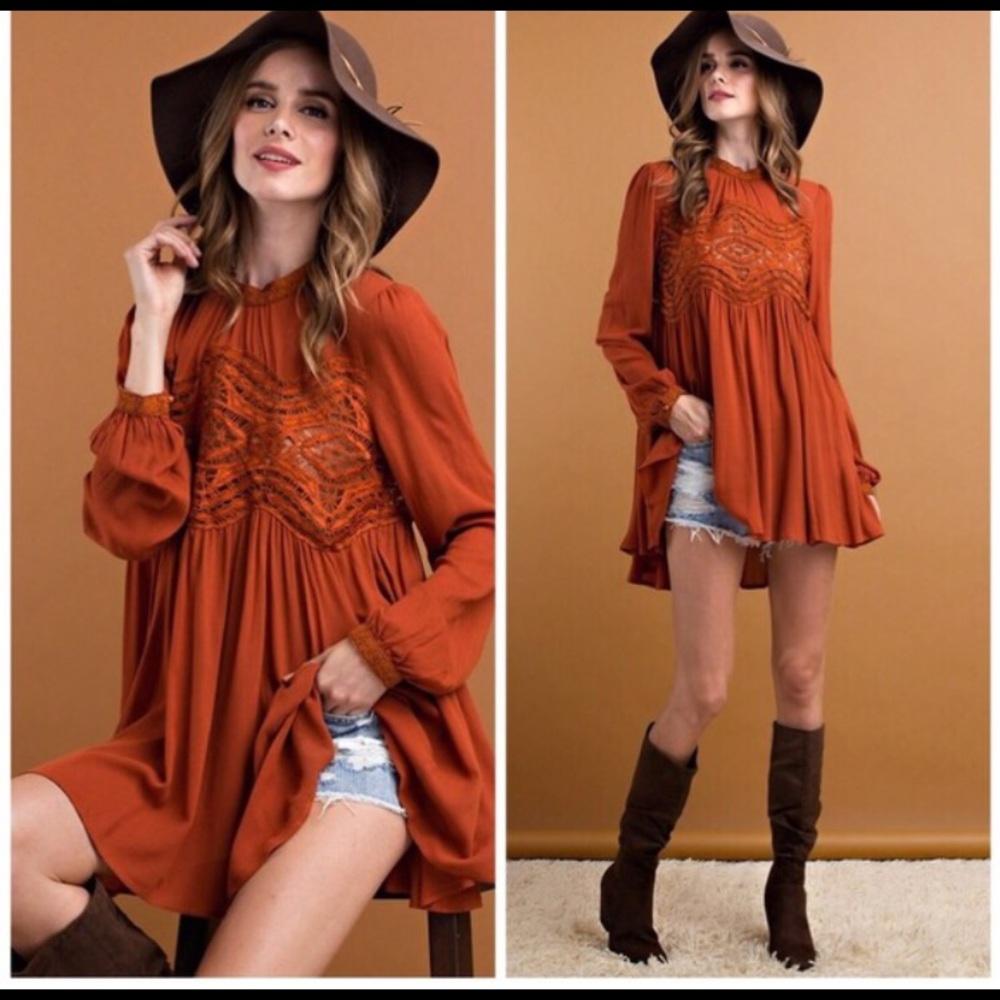 burnt orange semi sheer baby doll LAST ONE SALE!! - Picture 4 of 4