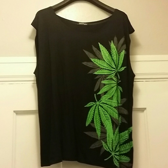 Fifth Degree Marijuana Print Sleeveless Loose Top