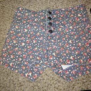 floral print high waisted shorts