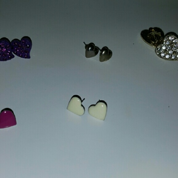 5 heart shape earrings pairs - Picture 1 of 4