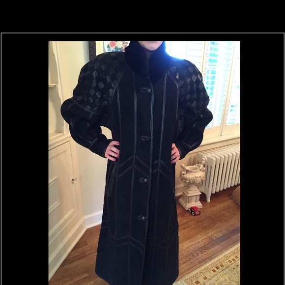 Genuine leather and shearling coat