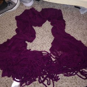 maroon ruffle scarf