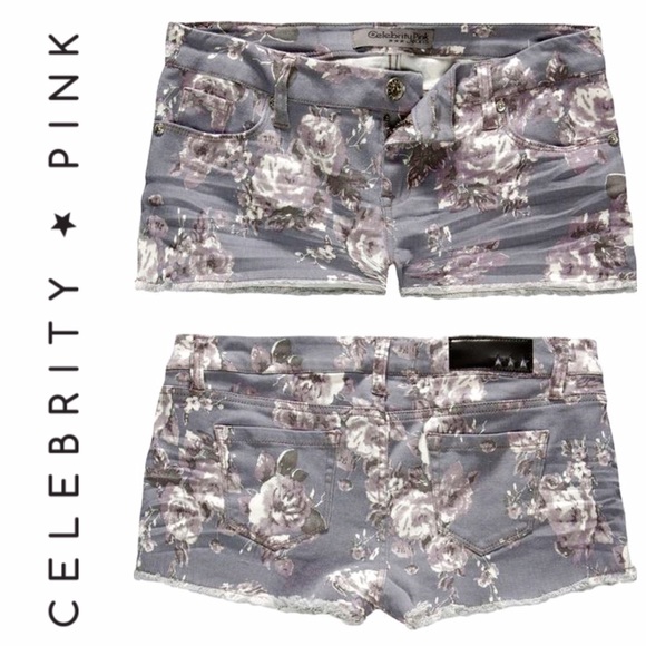 Celebrity Pink Low Rise Grey Floral Shorts