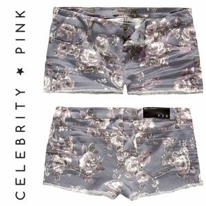 Celebrity Pink Low Rise Grey Floral Shorts