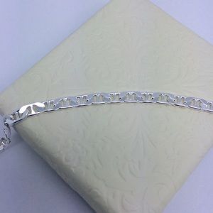 Sterling Silver Flat Marina Link Bracelet ~3mm 7"