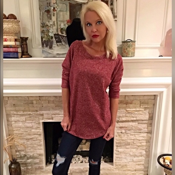 lazer cut back burgundy top! LAST CHANCE - Picture 2 of 2