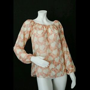 Sheer loose fit heart/floral print blouse
