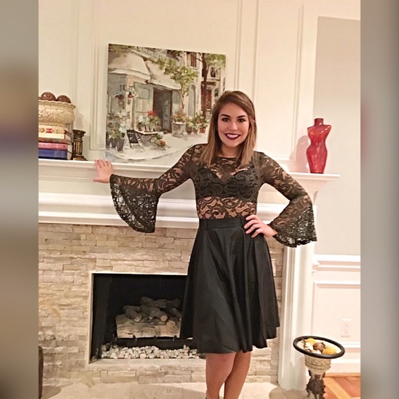 Faux leather swing midi skirt LAST CHANCE - Picture 3 of 3